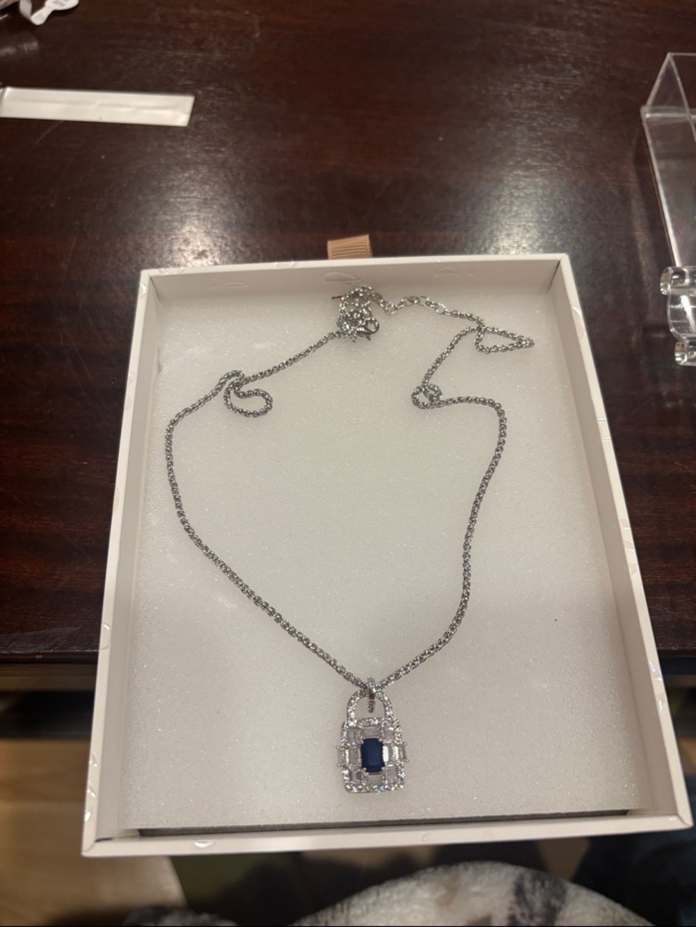 Sapphire on Rhodium Padlock